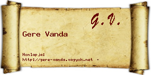 Gere Vanda névjegykártya